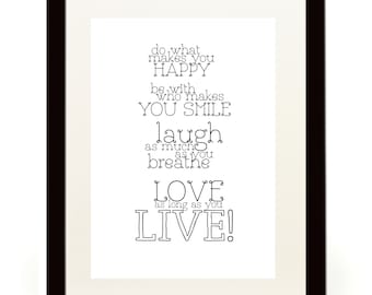 Do What Makes You Happy -Typography Poster - Inspirational Quotes - A4 / 11.7 x 8.3 inches