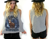 Cropped BUCK Gray Muscle Tank/ Sweatshirt Womens Oversize Top