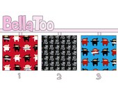 Changing Pad Cover - Little Ninjas Japanese Characters Red Blue White Black Gray - Custom Made By BellaToo