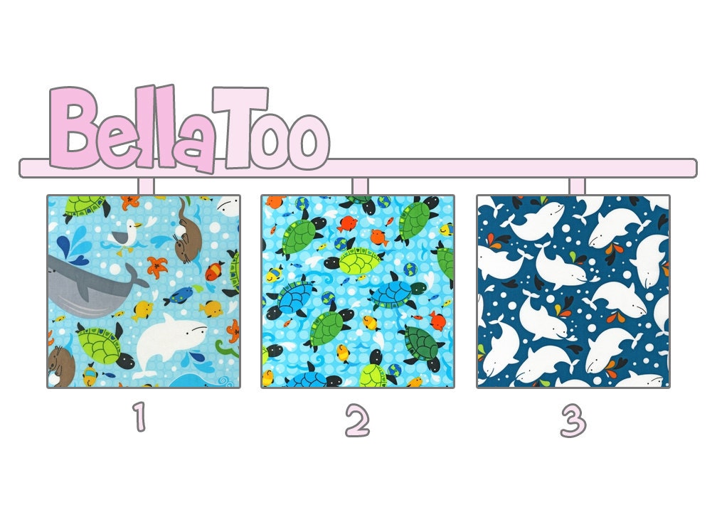 Changing Pad Cover - Friendly Seas - Whales Turtles Fish Otter Starfish Octopus Blue Green Red White - Custom Made By BellaToo