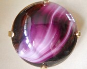 Vintage Sphinx Brooch Givre Purple Swirl Art Glass