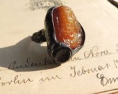 Natural Amber Ring, Adjustable Ring, Cocktail Ring, Statement Ring, Handmade Art Jewelry, One of Kind,  ring by MARIAELA