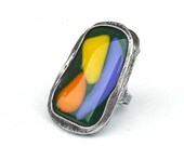 Statement colored ROMANTIC Ring, Unique  Gft, Adjustable Ring, Handmade Art Jewelry,  ring by MARIAELA, one of a kind