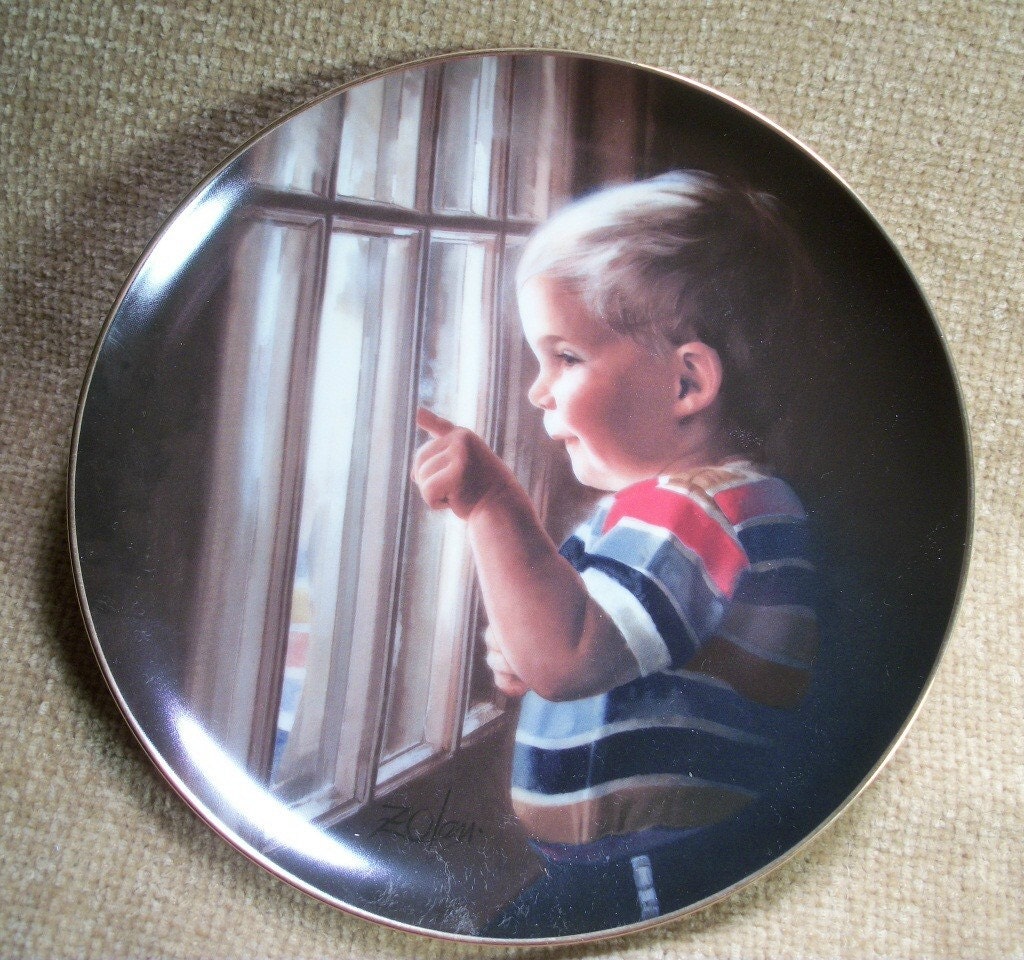 Home Decor, Wall Hanging, Plates, Collectable, Artist , David Zolan, Daddys Home, Child, Boy, Pemberton Oaks, Fathers Day, TKSPRINGTHINGS