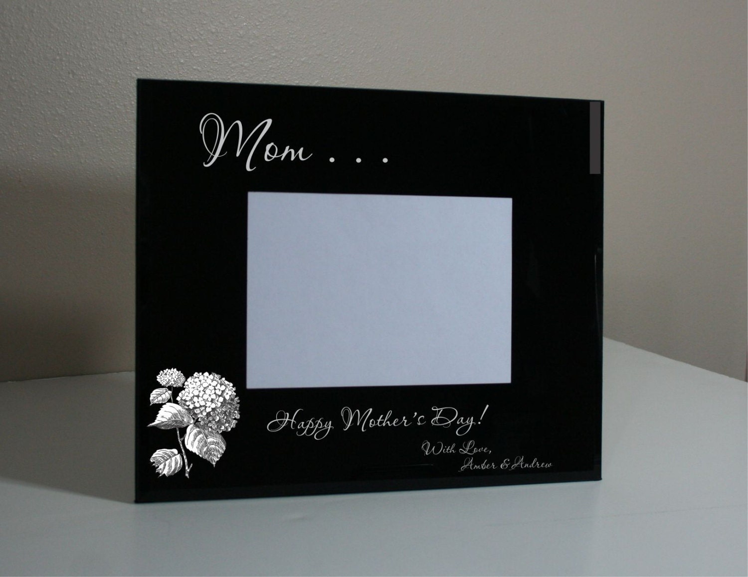 5 x 7 Personalized Mother's Day Black Glass Photo Frame