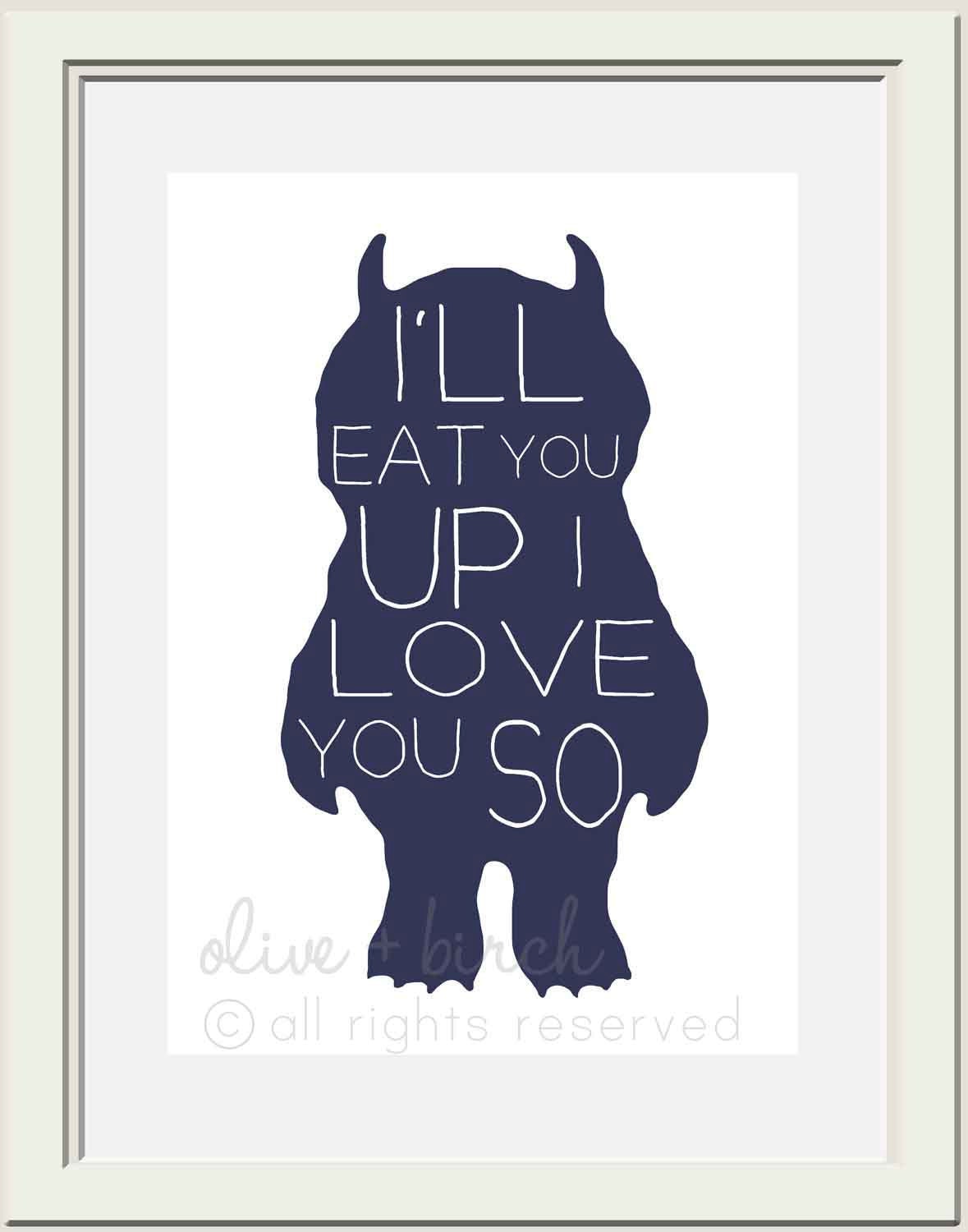 Where the Wild Things Are Nursery Printable, I'll Eat You Up I Love You So