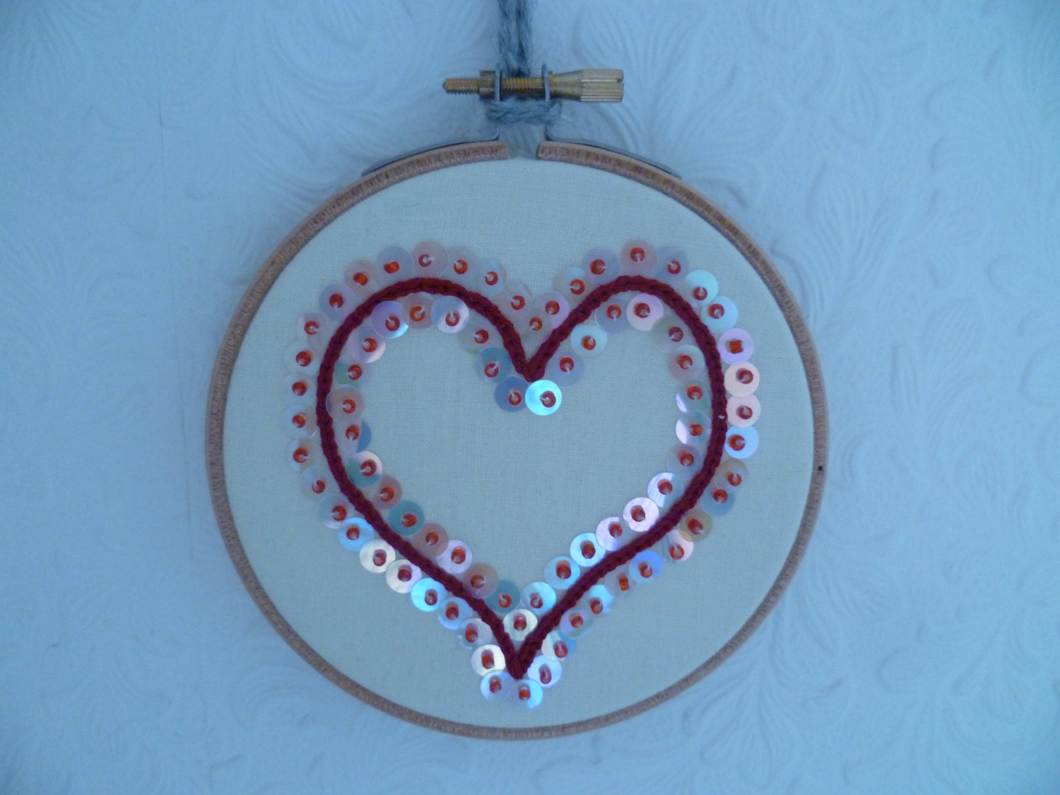 Small Loveheart Sequin Embroidery 4"