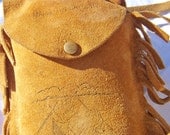 vintage Cowboy & Indian childrens Canteen in Suede Fringed pouch, Plastic water bottle, old Mammoth Cave souvenir, Western kid Costume toy