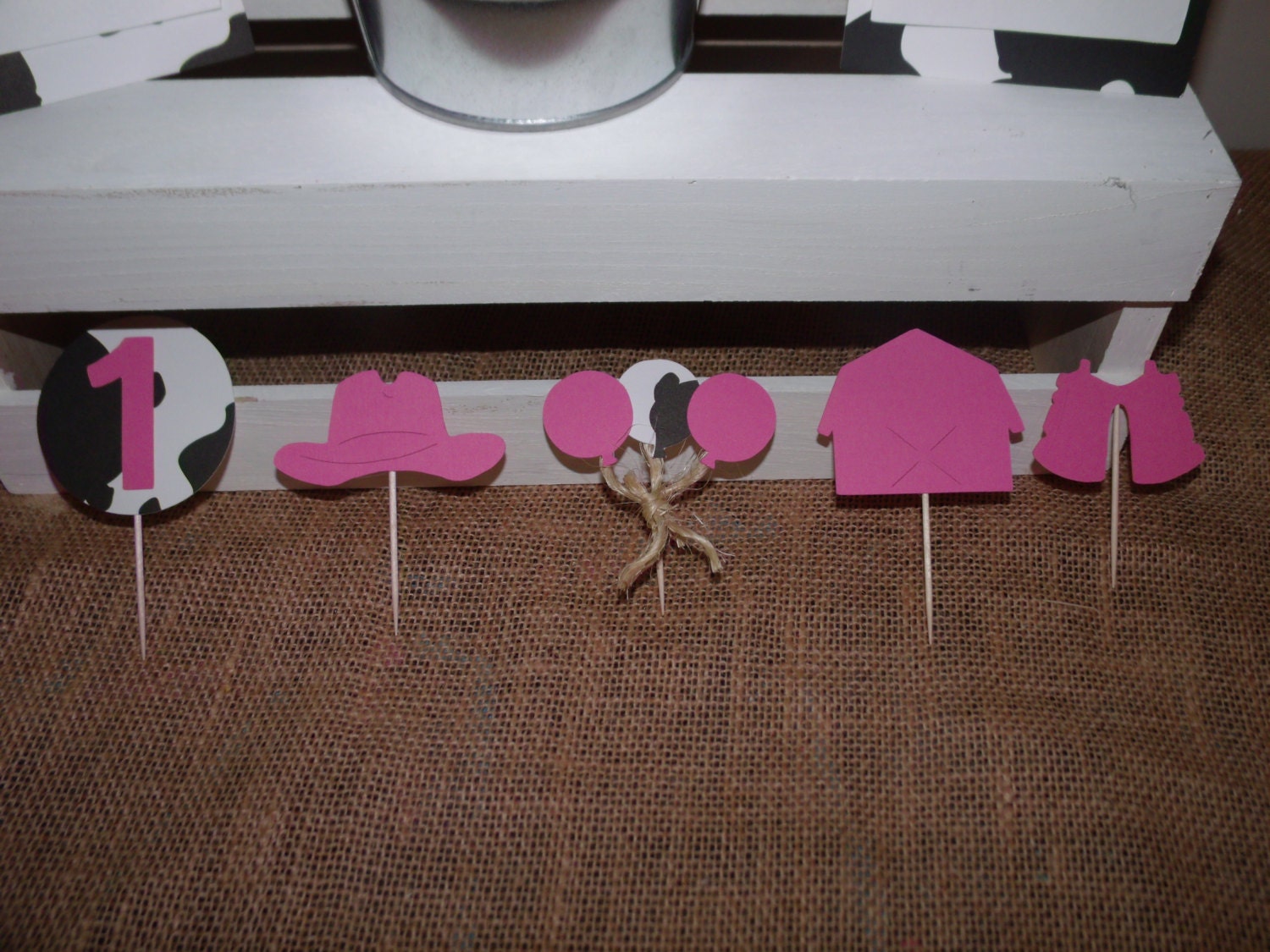 Pink Western Theme Cupcake Toppers