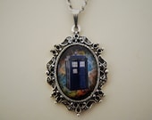 Doctor Who inspired TARDIS cabochon necklace