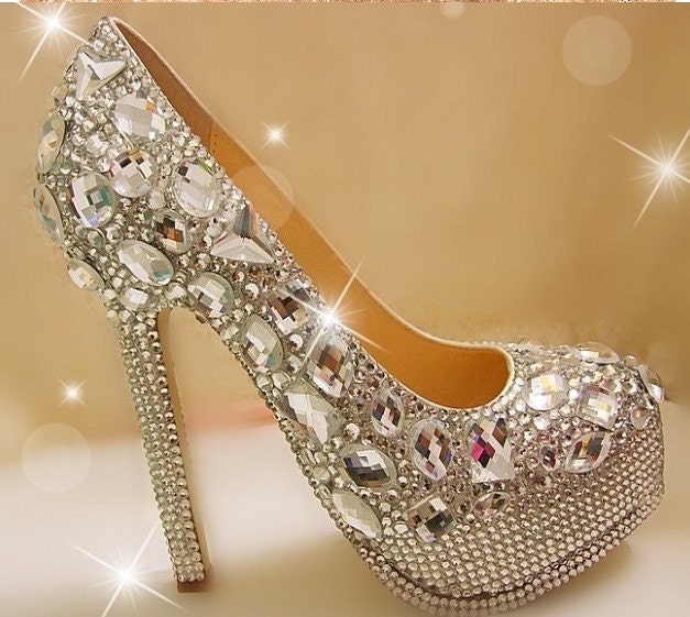 Sparkly Bridal shoes  Bling heels shoes Swarovski Crystal Wedding Shoes,party shoes,Bridal Shoes, high-heeled shoes diamond shoes
