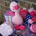15% OFF SALE-Pink and Purple Baby Gift Basket w/Personalized Plush Toy-Baby Shower Gift