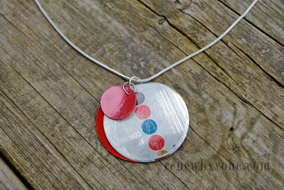 Recycled Aluminum Necklace - Circles and Dots