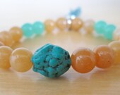 Red Aventurine - Crysprace - Turquoise Nugget Mala Bracelet