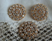 3 pieces -  Metal Gold  Plated  Crystal Rhinestone Buttons - wedding / hair / dress / garment accessories Flower Center