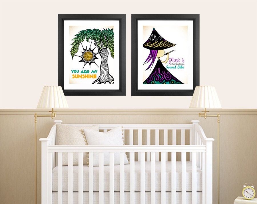 11x14 Set of 2 Discounted Poster Prints - Flute Princess & Sunshine Tree Quotes