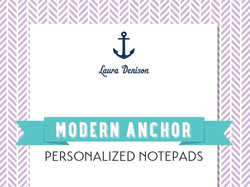 Modern Anchor Custom Notepad - Preppy Personalized Notepad by AdorePrep (Set of 2)