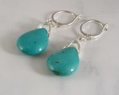 Sedona Turquoise Teardrop Dangle Earrings Howlite Sterling Silver Dangle Gemstone Handmade Jewelry