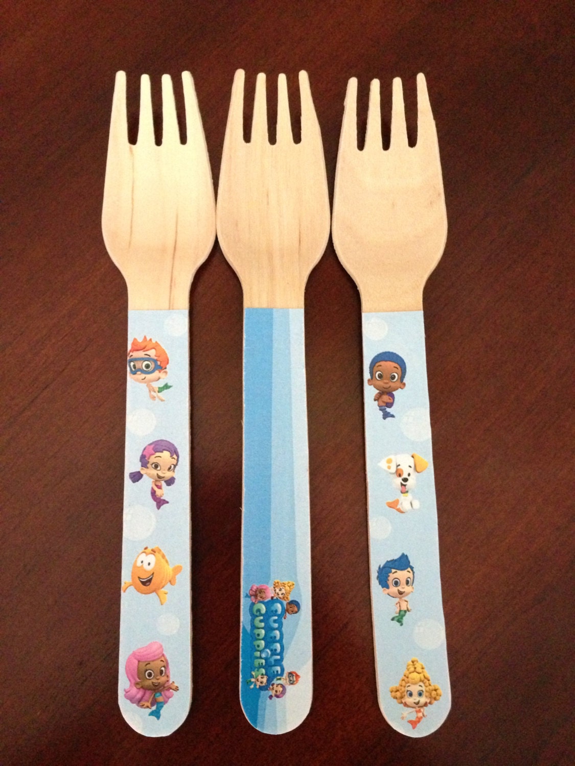 24 Wooden Forks or Spoons- Bubble Guppies Il_170x135