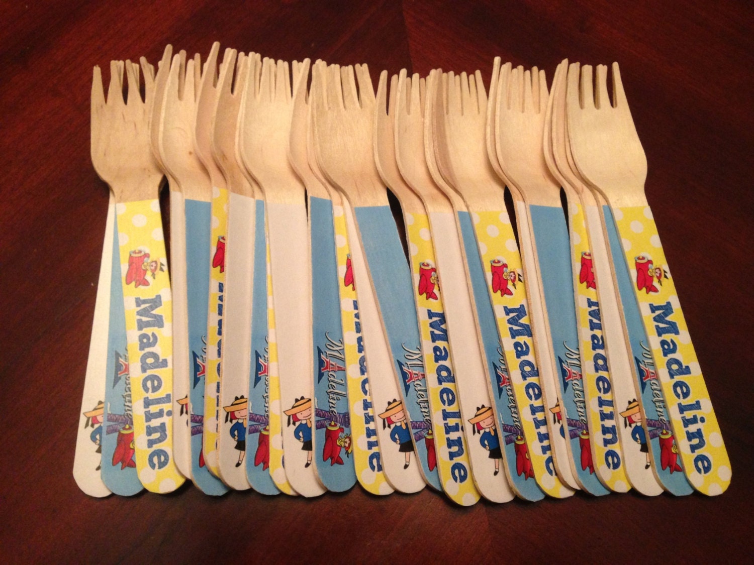 24 Wooden Forks or Spoons- Madeline Il_570xn
