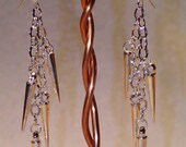 Silver Spike Earrings on Chain