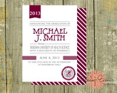 Graduation Announcement - printable stripes red celebrate custom Il_170x135