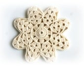 Set of 4  cream cup coaster, small doilies flowers , home decor, diameter 4,6 inch, ecru, eco
