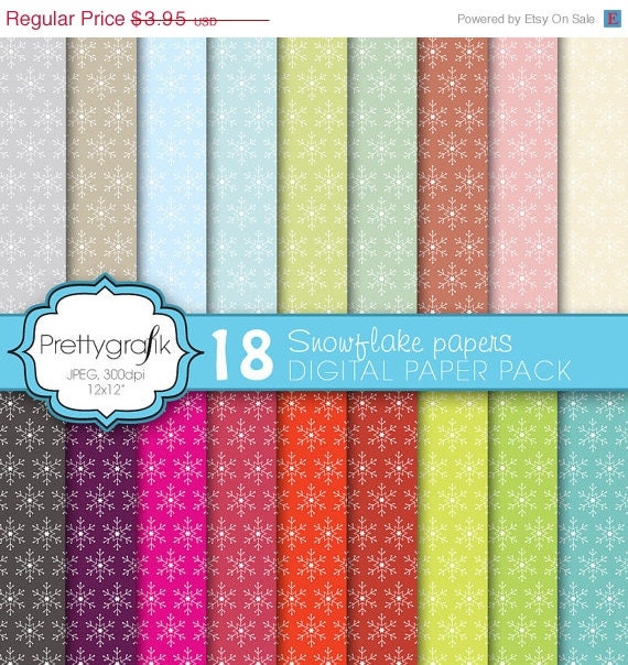 60% OFF Save big 18 christmas snowflake digital paper pack, commercial use, scrapbook papers - PGCLPK577 Il_170x135