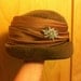 Vintage brown  flapper girl hat, velvet ribbon added gem