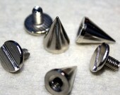 10 sets 3/8 inch(10mm) Tall Silver Cone Solid Brass Spikes Metal Spikes Punk Spikes Rivet Buttons Cloth Accessories Leather Crafts