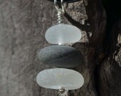 Seaglass and Beachstone Stacked Necklace in Grey and White