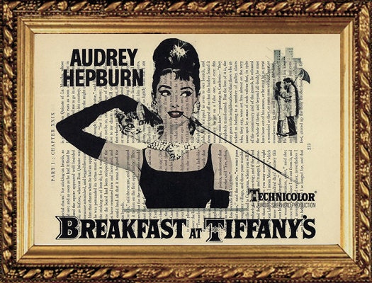 Audrey Hepburn Art Book Page Print  Breakfast At Tiffanys Home Decor Wall Decor Mixed Media Art Buy 2 Get 1 Free