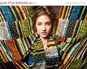 ON SALE Multicolored neon luxurious silk scarf, Huge designers scarf, Original design by Dikla Levsky, Black, Lime, Orange, Grey, Turqouise