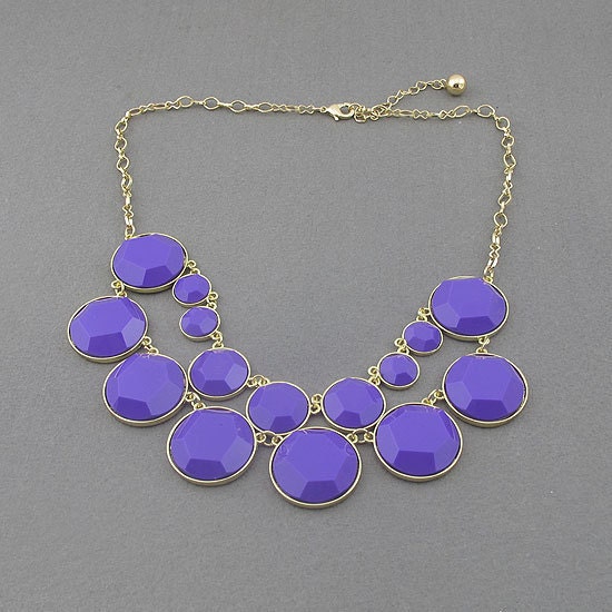 Valentine's Day Gift  Full Color BIB Statement Bubble double-layer Necklace - Purple