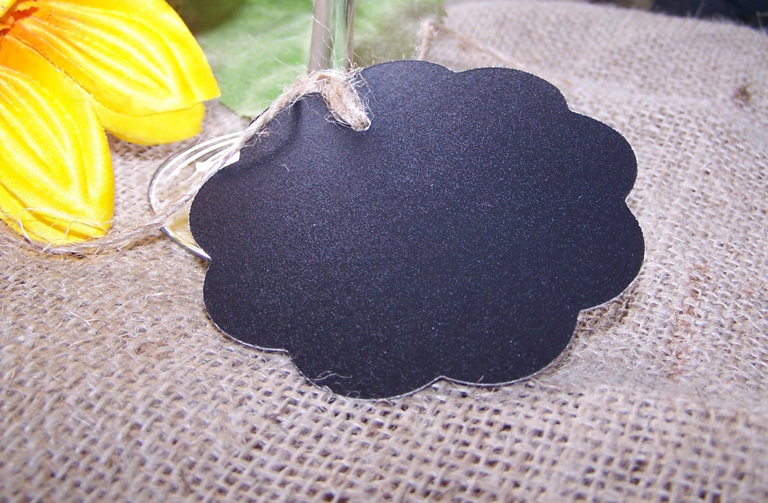 12 Chalk Tags Black Flower Gift Organizing Wedding or Party