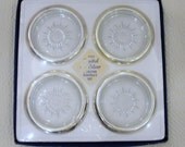 Crystal Silver Coasters Ashtrays Vintage Leonard Made in Italy