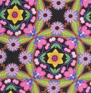 Sale Fabric Garden Divas 'Spring Wreath' Exotic by Jane Sassaman for Free Spirit Fabrics 1 yard