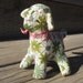Lamb Toy Green and Pink Vintage Barkcloth Stuffed Animal Girls Soft Toy