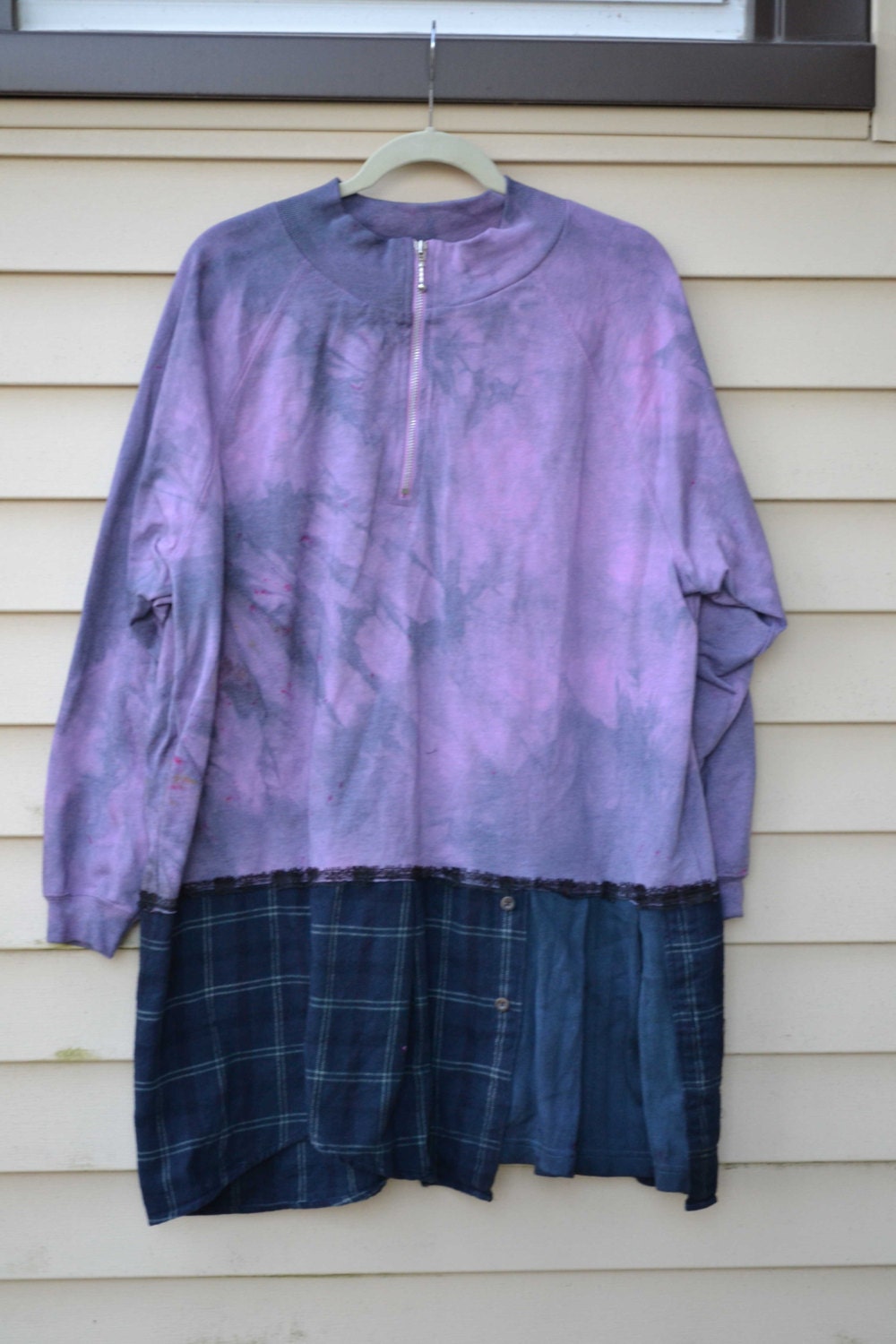 Orange tag- Purple Sight / XL / Upcycled/ Tunic / Hand-dyed / One of a kind by SemX