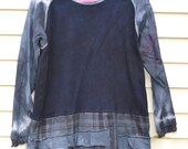 Tunic Top Shirt Blouse / Orange Tag- Warm Spring / Hand-dyed / Tunic-Dress / Large / One of a kind by SemX