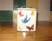 Vintage french country kitchen toleware butterfly tin cannister kitchenalia FREE SHIPPING when purchased as a second item