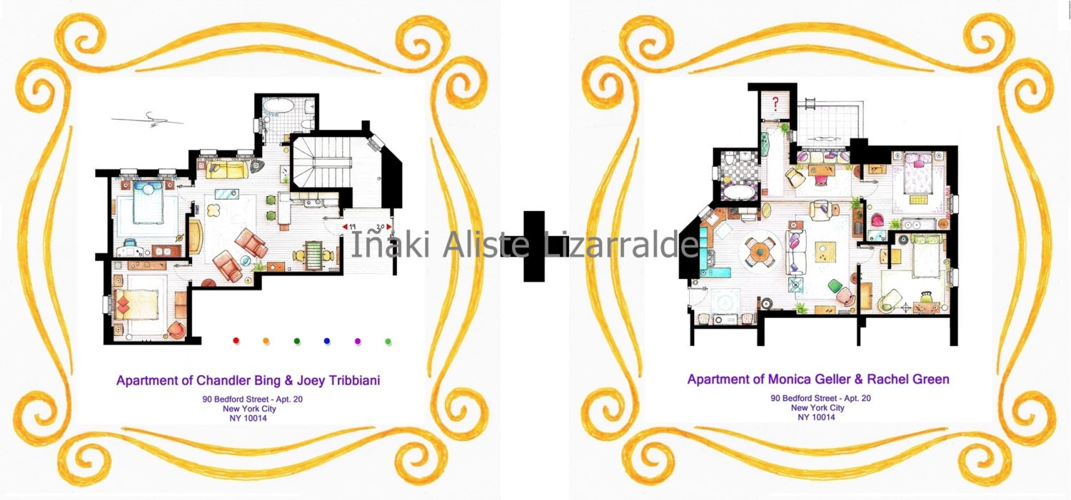 The two apartments from FRIENDS (Individual versions) with the peephole frame.