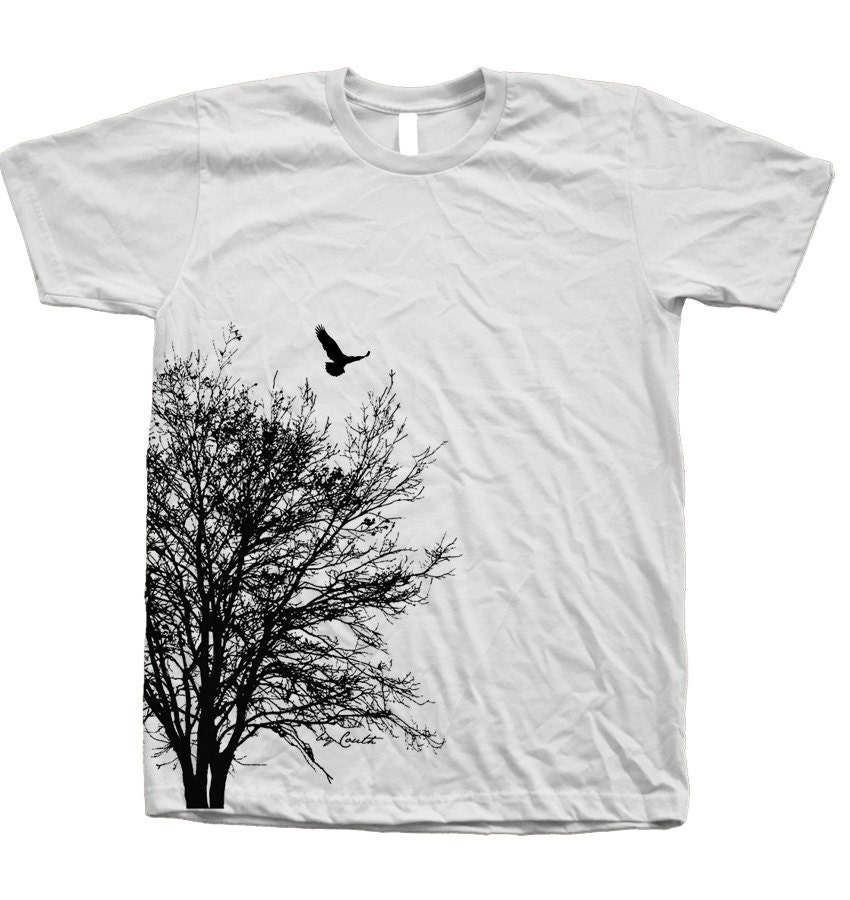 Tree T shirt Mens Unisex Hand Screen Print American Apparel Crew Neck Available: S, M, L, XL, XXL 26 Color Option