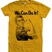 Womens WW2 We Can Do it Tshirt Rosie the Riveter Custom Hand Screen Print American Apparel Crew Neck Tshirt Available: S, M, L, XL, 2XL