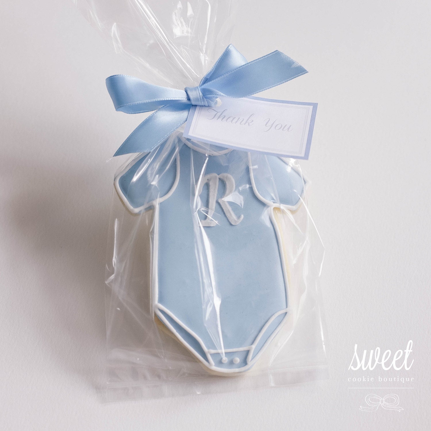 Baby Boy Onesie Cookie Favors  // One Dozen Sugar Cookies
