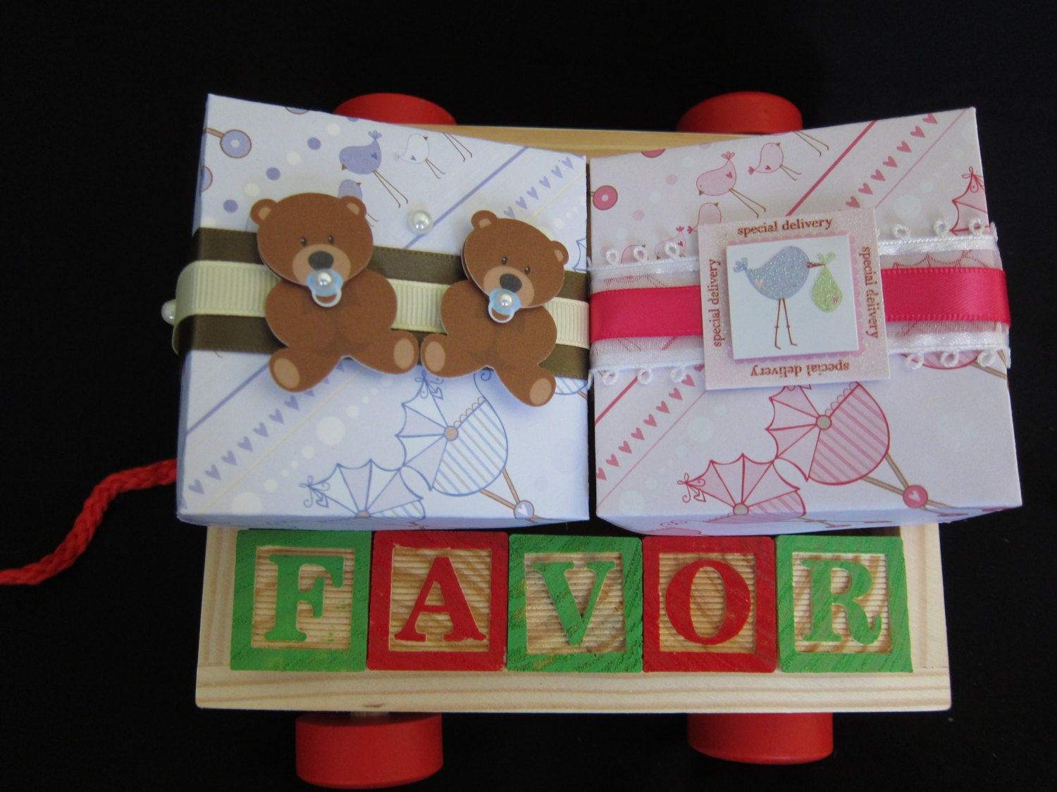 Baby Shower Party Favors - Custom Order - gift box - handmade - paper - baby boy - baby girl - gender neutral - twins - triplets