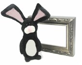 Black and White Needle Felted Bunny --- Needle Felted Rabbit, Soft plush stuffed toy  Home Decor