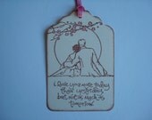 Wedding/Engagement/Anniversary Favor Gift Tags - Vintage Couple with saying I love you more than yesterday...-Handmade Set of Six
