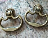 Vintage Brass Decorative Drawer Pulls for Mixed Media Altered Assemblage Art Hardware Metal Supplies Pair of Vintage Drawer Pulls.