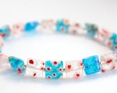 Blue millefiori stretch bracelet, flower Jewellery UK